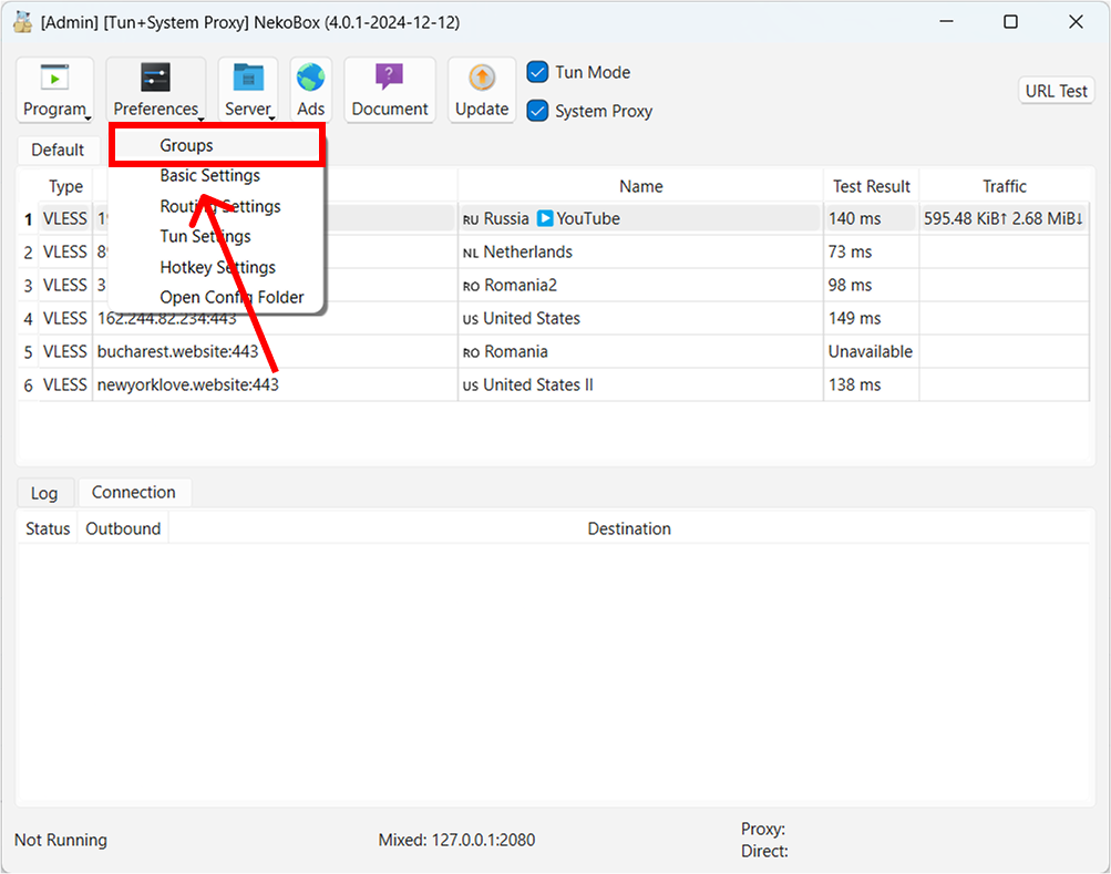 Nekoray Windows update subscription 2
