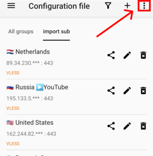 V2rayNG update subscription 1